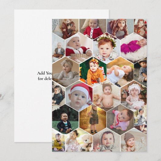 Hexagon Foto Collage Dankeskarte (Vorne/Hinten)