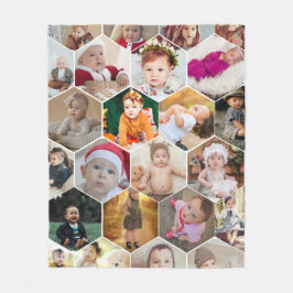 Hexagon Foto Collage Fleecedecke