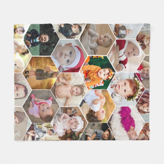 Hexagon Foto Collage Fleecedecke (Vorderseite (Horizontal))
