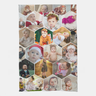 Hexagon Foto Collage Geschirrtuch