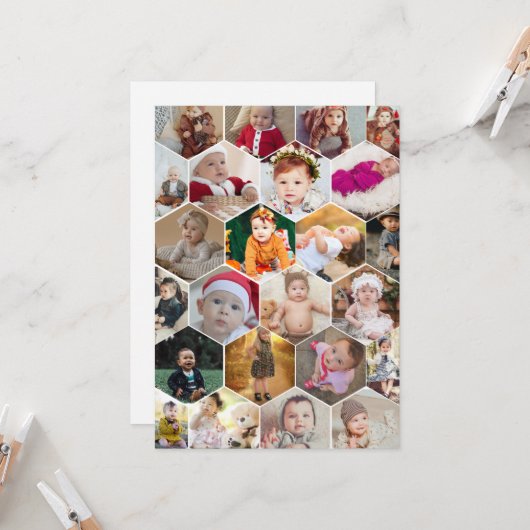 Hexagon Foto Collage Karte (Vorderseite/Rückseite Beispiel)
