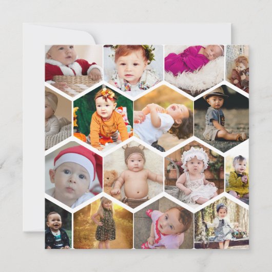 Hexagon Foto Collage Karte (Vorderseite)