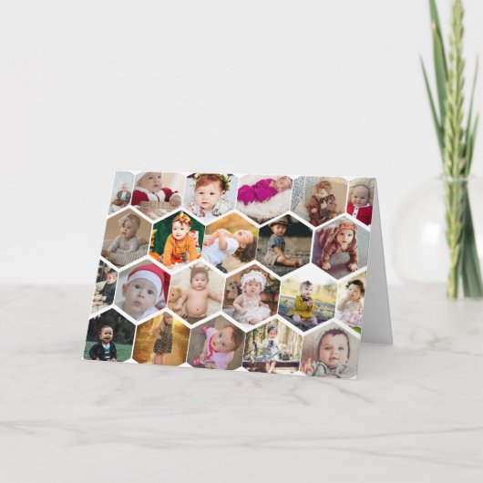 Hexagon Foto Collage Karte (Vorderseite)