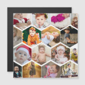 Hexagon Foto Collage Magnetkarte (Vorne/Hinten)