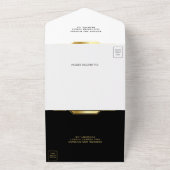 Hexagon Frame Black and Gold Foil Art Deco Hochzei All In One Einladung (Außenbereich)