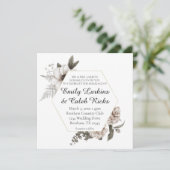 Hexagon Frame Gold Watercolor Floral Wedding Einladung (Stehend Vorderseite)