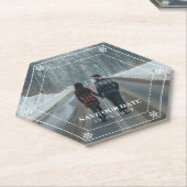 Hexagon Frame Snowflakes Ihr Foto Save the Date Untersetzer (angewinkelt)