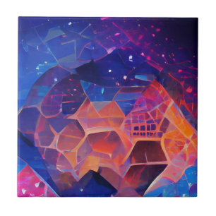 Hexagon geometrische Farbraumgestaltung blau lila Fliese