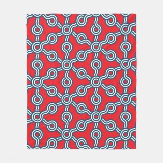 Hexagon Gitter, rot blau, geometrisches Muster. Fleecedecke (Vorderseite)