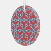 Hexagon Gitter, rot blau, geometrisches Muster. Ornament Aus Glas (Vorderseite links)