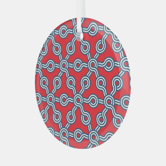 Hexagon Gitter, rot blau, geometrisches Muster. Ornament Aus Glas (Vorderseite links)