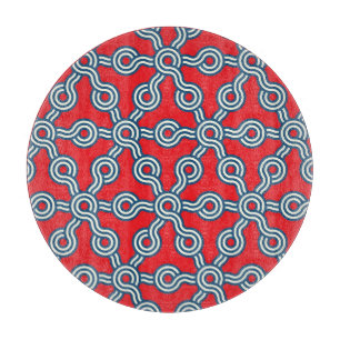 Hexagon Gitter, rot blau, geometrisches Muster. Schneidebrett