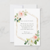 Hexagon Gold Frame Blush Pink Floral Vielen Dank Dankeskarte (Rückseite)