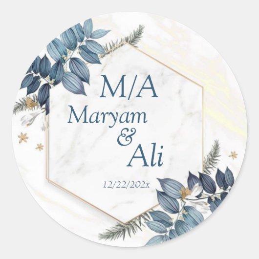 Hexagon Gold Frame verlass Illustration Runder Aufkleber (Vorderseite)