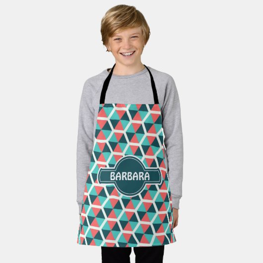 Hexagon Green Orange Minimal Muster Schürze (Getragen)