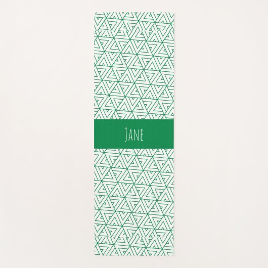 Hexagon Green White Minimal Muster Yogamatte (Vorderseite)