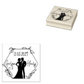 Hexagon-Hochzeits-Briefmarke mit Couple-Silhouette Gummistempel (Stempel)