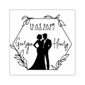 Hexagon-Hochzeits-Briefmarke mit Couple-Silhouette Gummistempel (Prägung)