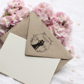 Hexagon-Hochzeits-Briefmarke mit Couple-Silhouette Gummistempel