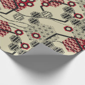 Hexagon im asiatischen Stil, rot und schwarz Geschenkpapier (Ecke)
