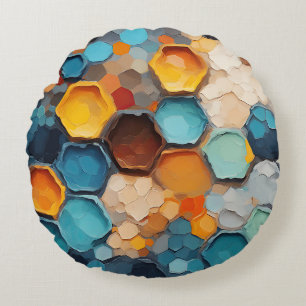 Hexagon-Impressionen Rundes Kissen