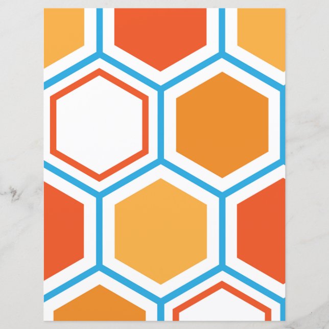 Hexagon in orange, blue and white (Vorderseite)