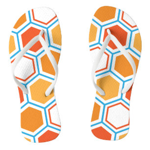 Hexagon in orange, blue and white badesandalen