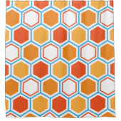 Hexagon in orange, blue and white duschvorhang (Vorderseite)