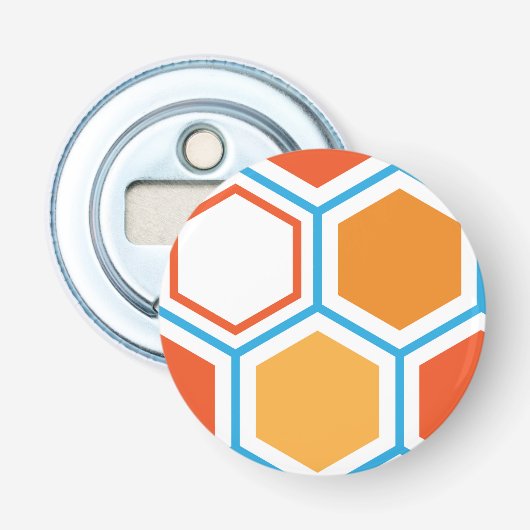 Hexagon in orange, blue and white flaschenöffner (Vorderseite)