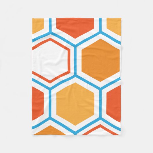 Hexagon in orange, blue and white fleecedecke (Vorderseite)