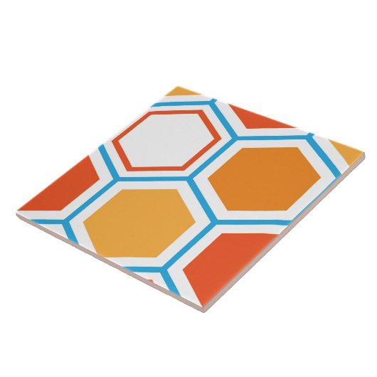 Hexagon in orange, blue and white fliese (Seite)