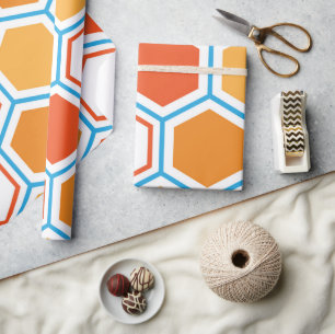 Hexagon in orange, blue and white geschenkpapier