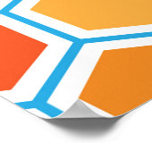 Hexagon in orange, blue and white poster (Ecke)
