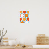 Hexagon in orange, blue and white poster (Küche)