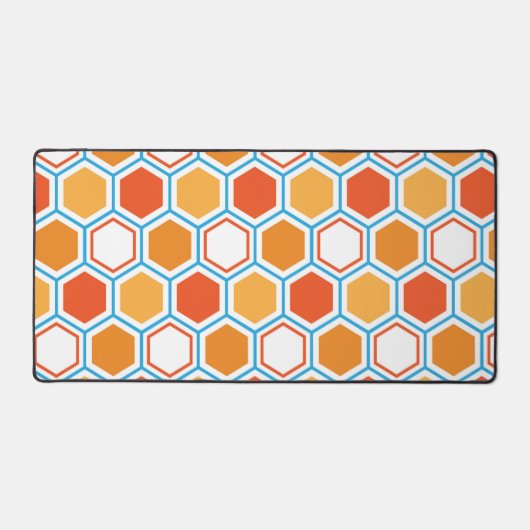 Hexagon in orange, blue and white schreibtischunterlage (Vorderseite)