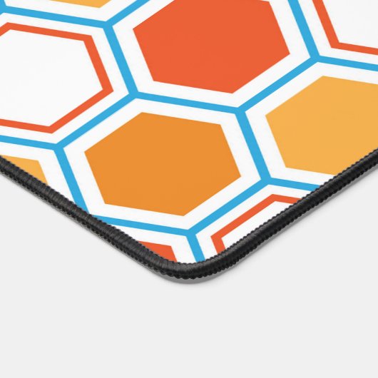 Hexagon in orange, blue and white schreibtischunterlage (Ecke)