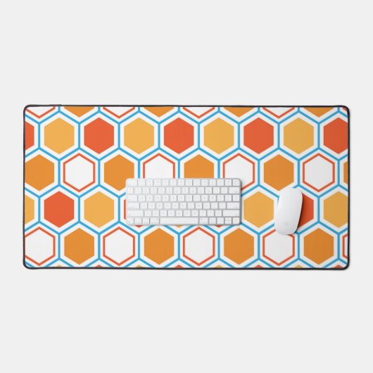 Hexagon in orange, blue and white schreibtischunterlage (Tastatur & Maus)