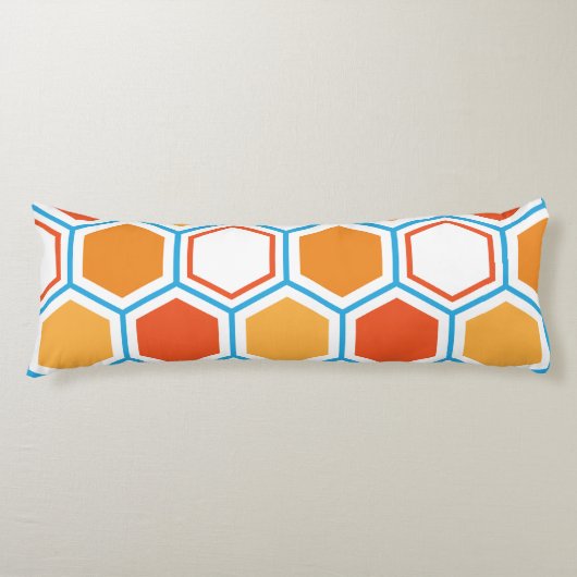 Hexagon in orange, blue and white seitenschläferkissen (Vorderseite)