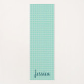Hexagon Light Blue & Aquamarin / Ihr Name Yogamatte (Vorderseite)