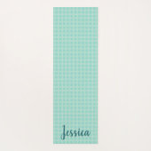 Hexagon Light Blue & Aquamarin / Ihr Name Yogamatte (Rückseite)