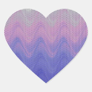 Hexagon Lila rosa Abstraktes Muster Herz-Aufkleber