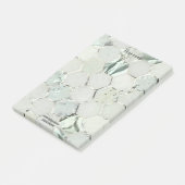 Hexagon-Marmor-Minze Grün Silver Lux Namensadress Post-it Klebezettel (angewinkelt)