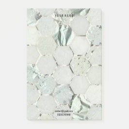 Hexagon-Marmor-Minze Grün Silver Lux Namensadress Post-it Klebezettel