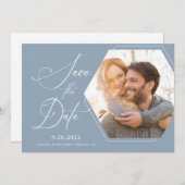 Hexagon Modern Foto Script Save the Date (Vorne/Hinten)