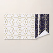Hexagon Modern Navy Blue Gold Geometric Glam Badhandtuch Set (Handtuch)