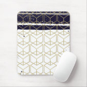 Hexagon Modern Navy Blue Gold Geometric Glam Mousepad (Mit Mouse)