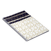 Hexagon Modern Navy Blue Gold Geometric Glam Notizblock (Rechte Seite)