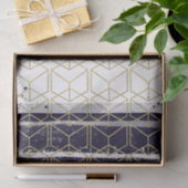 Hexagon Modern Navy Blue Gold Geometric Wedding Seidenpapier (Geschenk)