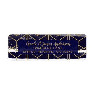 Hexagon Modern Navyblau Gold Geometrisch Hochzeit