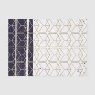 Hexagon Modern Navyblau Gold Geometrisch Hochzeit Seidenpapier